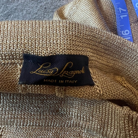 Louisa Spagnoli gold sparkly knit pants high waist - Picture 3 of 9